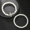 Alloy Imitation Pearl Geometric Style Handmade Cross Diamond Ball Bracelet