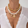 Alloy Imitation Pearl Star Geometric Clavicle Chain Necklace With Electroplating For Women