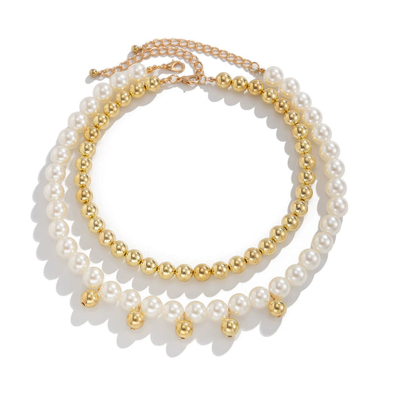 Alloy Imitation Pearl Star Geometric Clavicle Chain Necklace With Electroplating For Women
