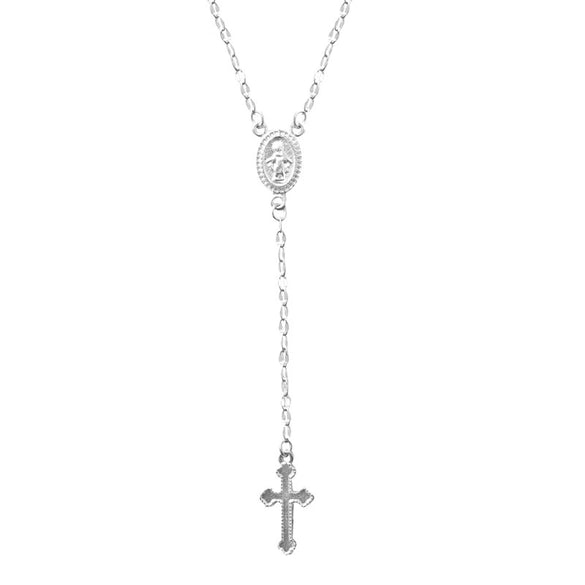 Alloy Imitation Pearl Virgin Cross Long Necklace With Electroplating For Women