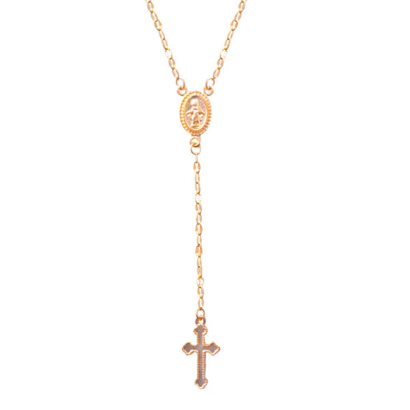 Alloy Imitation Pearl Virgin Cross Long Necklace With Electroplating For Women