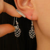 Alloy Imitation Pine Cone Women's Earrings With Leaves Pattern Electroplating Retro Fashion Personality Style