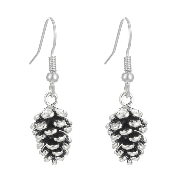 Alloy Imitation Pine Cone Women's Earrings With Leaves Pattern Electroplating Retro Fashion Personality Style