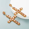 Alloy Inlaid Color Diamond Crossshaped Women's Highend Long Earrings