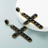 Alloy Inlaid Color Diamond Crossshaped Women's Highend Long Earrings