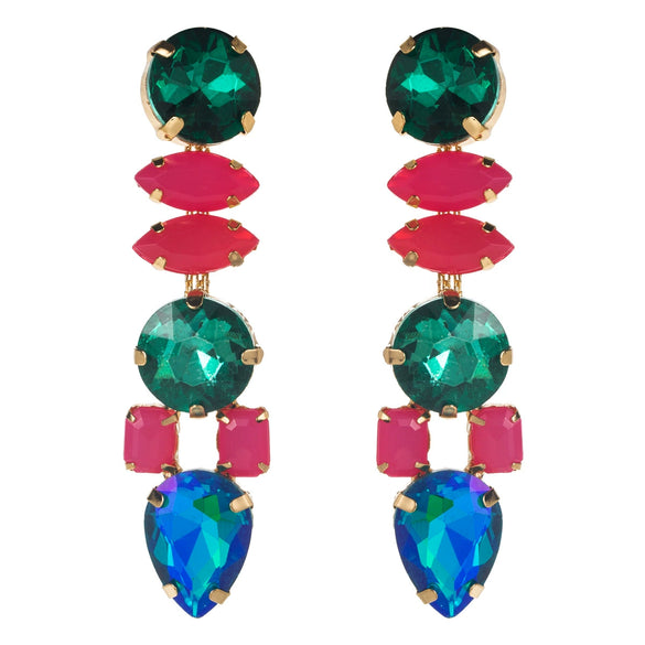 Alloy Inlaid Colorful Diamond Geometric Style Women's Earrings