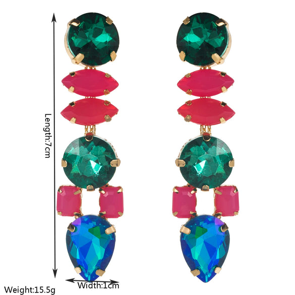 Alloy Inlaid Colorful Diamond Geometric Style Women's Earrings