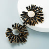 Alloy Inlaid Colorful Rhinestone Sunflower Earrings Set With Pearls