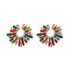 Alloy Inlaid Colorful Rhinestone Sunflower Earrings Set With Pearls