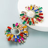 Alloy Inlaid Colorful Rhinestone Sunflower Earrings Set With Pearls