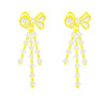 Alloy Inlaid Crystal Bow Tassel Earrings For Women