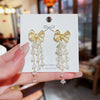 Alloy Inlaid Crystal Bow Tassel Earrings For Women