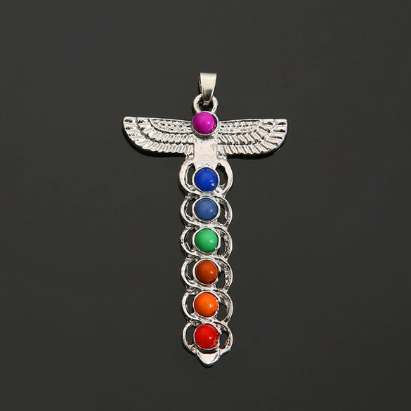 Alloy Inlaid Crystal Gemstone Retro Geometric Pendant Jewelry