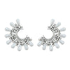 Alloy Inlaid Diamond And Pearl Halfmoon Flower Earrings For Women