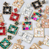 Alloy Inlaid Diamond Glass Multilayer Square Geometric Earrings Women's Fashion