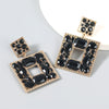 Alloy Inlaid Diamond Glass Multilayer Square Geometric Earrings Women's Fashion