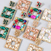 Alloy Inlaid Diamond Glass Multilayer Square Geometric Earrings Women's Fashion
