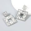 Alloy Inlaid Diamond Glass Multilayer Square Geometric Earrings Women's Fashion