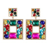 Alloy Inlaid Diamond Glass Multilayer Square Geometric Earrings Women's Fashion