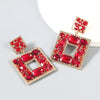 Alloy Inlaid Diamond Glass Multilayer Square Geometric Earrings Women's Fashion