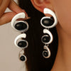 Alloy Inlaid Oval Geometric Women's Earrings With Electroplating