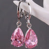 Alloy Inlaid Pink Zircon Drop Shape Women's Earrings Geometric Engagement Jewelry