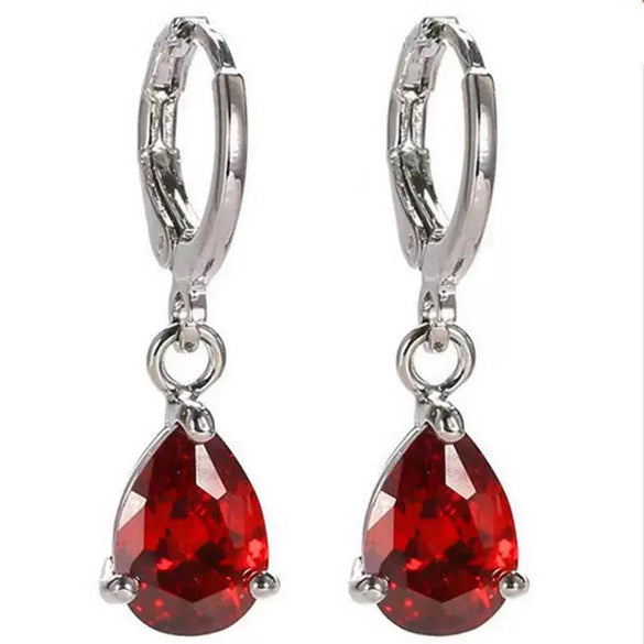 Alloy Inlaid Pink Zircon Drop Shape Women's Earrings Geometric Engagement Jewelry