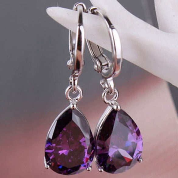 Alloy Inlaid Pink Zircon Drop Shape Women's Earrings Geometric Engagement Jewelry