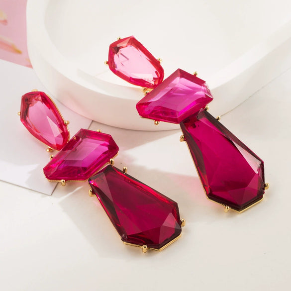 Alloy Inlaid Resin Irregular Geometric Polygonal Women's Earrings