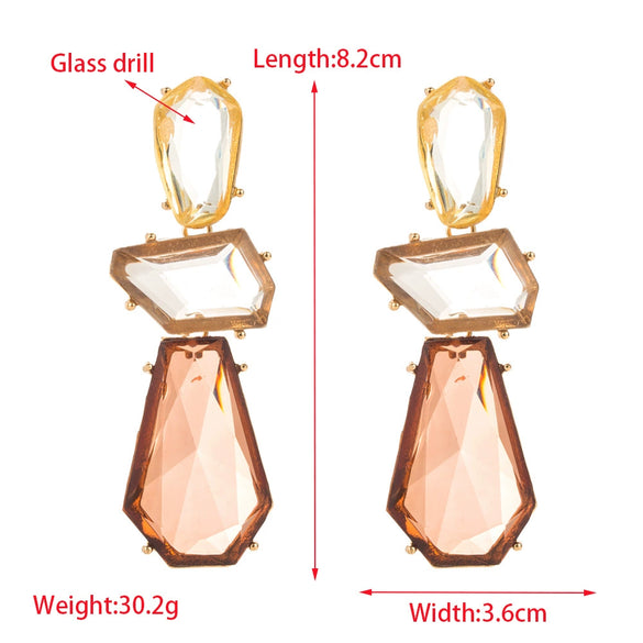 Alloy Inlaid Resin Irregular Geometric Polygonal Women's Earrings