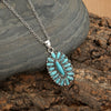 Alloy Inlaid Turquoise Pendant Necklace Electroplated Water Wave Chain Vintage Style