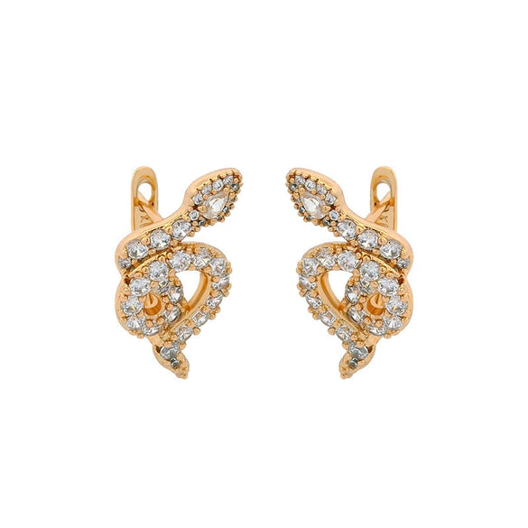 Alloy Inlaid Zircon Snakeshaped Electroplated Women's Light Luxury Highend Earrings