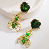 Alloy Insect Heart Women's Retro Stylish Earrings Set With Diamonds