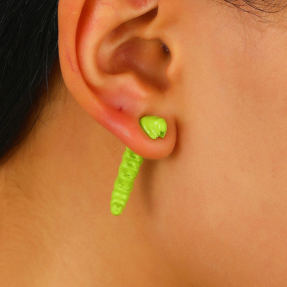 Alloy Insectpatterned Painted Unisex 3D Caterpillar Earrings