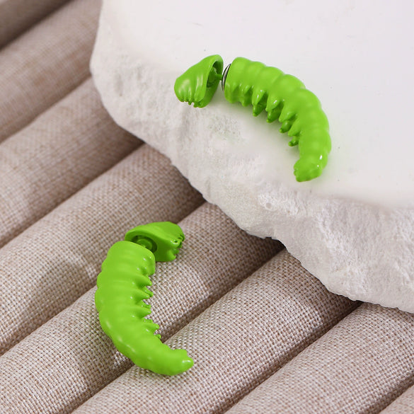 Alloy Insectpatterned Painted Unisex 3D Caterpillar Earrings