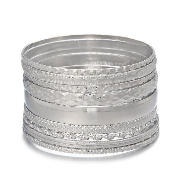 Alloy Iron Geometric Electroplated Stacked Bracelet Set Unisex