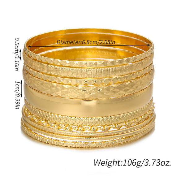 Alloy Iron Geometric Electroplated Stacked Bracelet Set Unisex