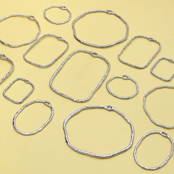Alloy Irregular Geometric Round Fold Hollow Frame Diy Handmade Jewelry Pendant Material Accessories Minimalist Style