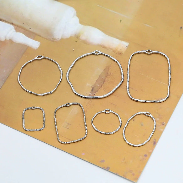 Alloy Irregular Geometric Round Fold Hollow Frame Diy Handmade Jewelry Pendant Material Accessories Minimalist Style