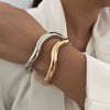 Alloy Irregular Wave Shaped Opening Bracelet Electroplated Jewelry For Ladies