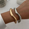 Alloy Irregular Wave Shaped Opening Bracelet Electroplated Jewelry For Ladies