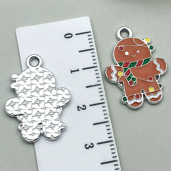 Alloy Jewelry Accessories Christmas Tree Santa Claus Snowman Bell Elk Dripping Oil Pendant For Diy Bracelet