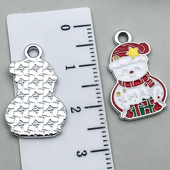 Alloy Jewelry Accessories Christmas Tree Santa Claus Snowman Bell Elk Dripping Oil Pendant For Diy Bracelet