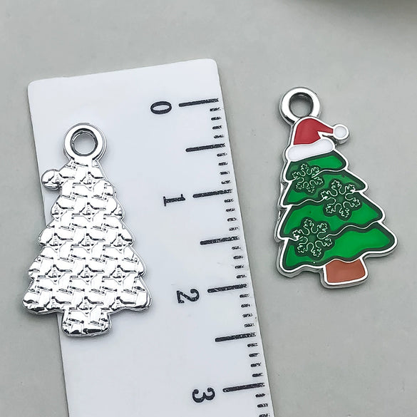 Alloy Jewelry Accessories Christmas Tree Santa Claus Snowman Bell Elk Dripping Oil Pendant For Diy Bracelet