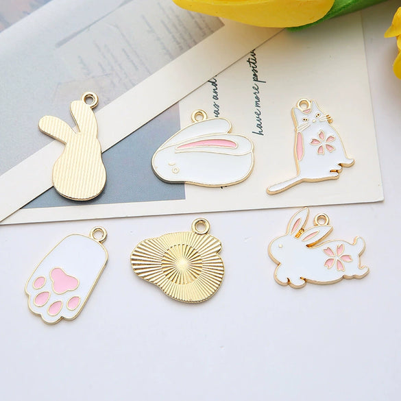 Alloy Jewelry Accessories Dripping Oil Cartoon Rabbit Pendant Earrings Bracelet Key Chain