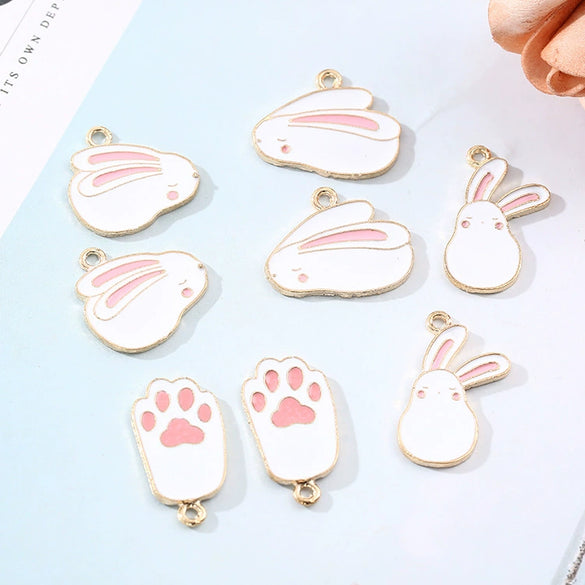Alloy Jewelry Accessories Dripping Oil Cartoon Rabbit Pendant Earrings Bracelet Key Chain
