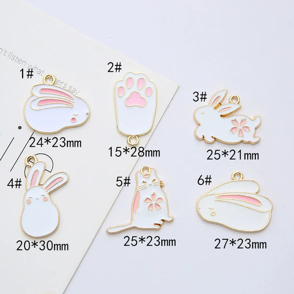 Alloy Jewelry Accessories Dripping Oil Cartoon Rabbit Pendant Earrings Bracelet Key Chain