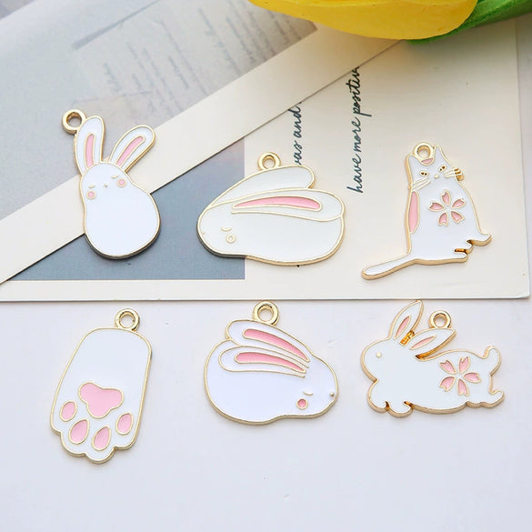 Alloy Jewelry Accessories Dripping Oil Cartoon Rabbit Pendant Earrings Bracelet Key Chain