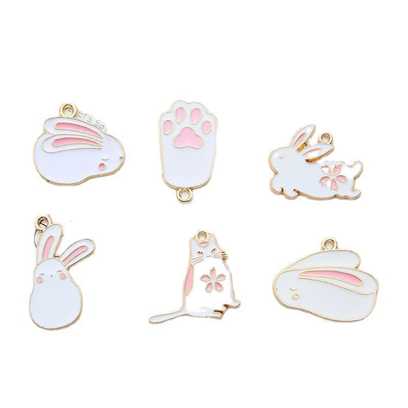 Alloy Jewelry Accessories Dripping Oil Cartoon Rabbit Pendant Earrings Bracelet Key Chain