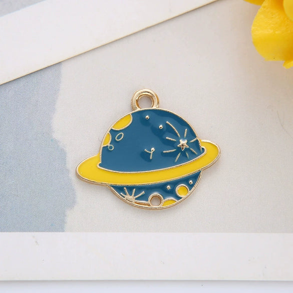Alloy Jewelry Accessories Dripping Oil Pendant Star Universe Astronaut Earring Pendant Key